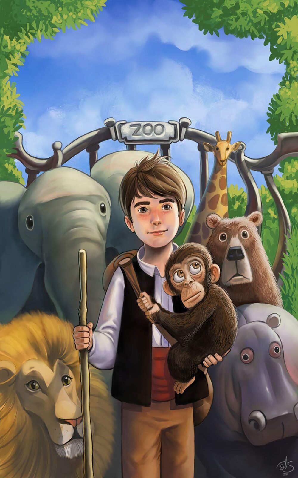 tsilis-illustration-children's book-cover-zoo-animals-cartoon