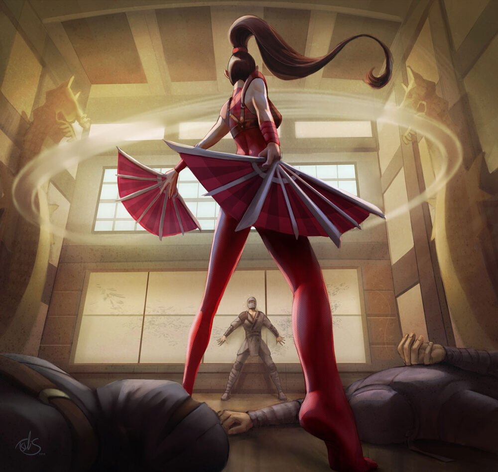 tsilis ninja femme fatale digital painting
